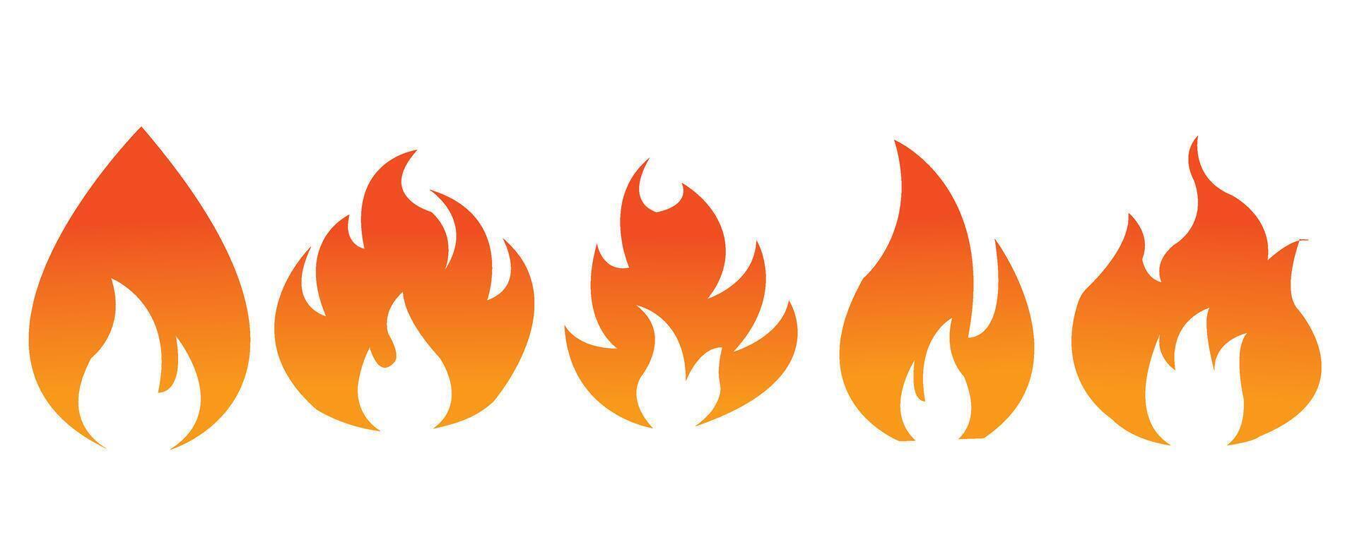 fuoco icona collezione. fuoco fiamma logo design. fuoco fiamma icona. fuoco simboli. vettore