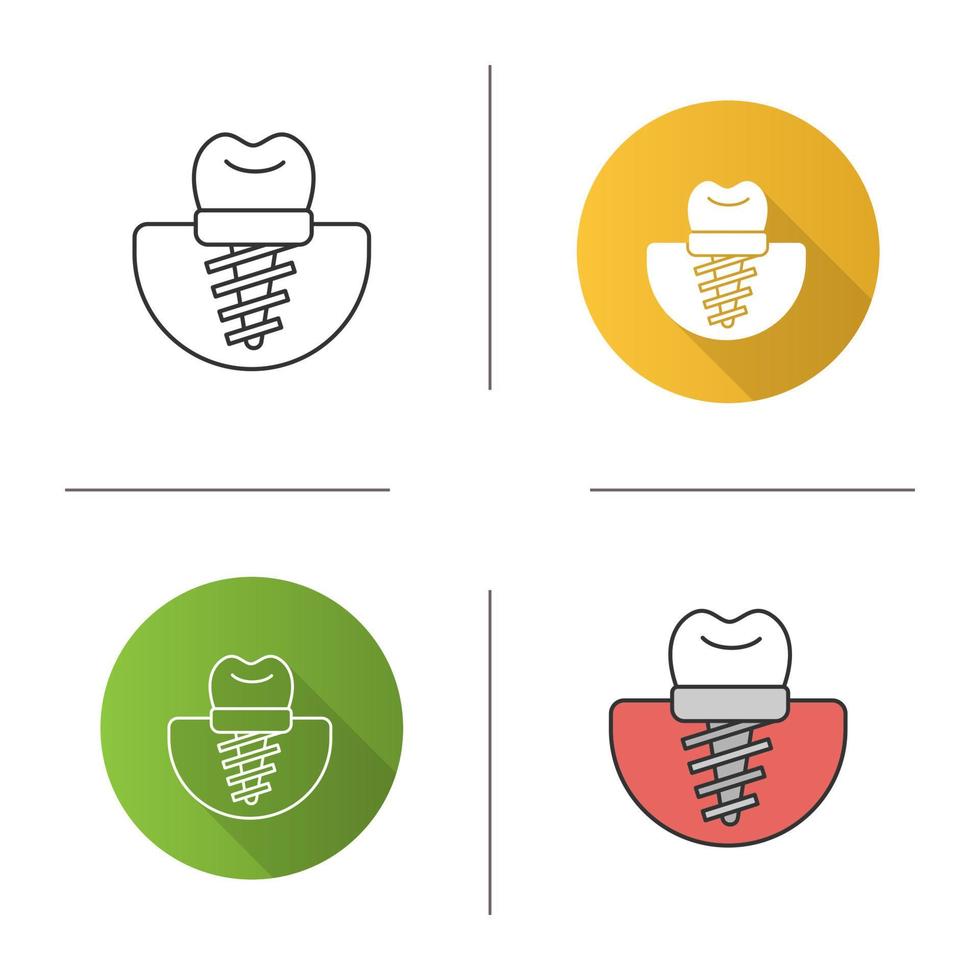 icona di impianto dentale. impianto endosseo. design piatto, stili lineari e di colore. illustrazioni vettoriali isolate