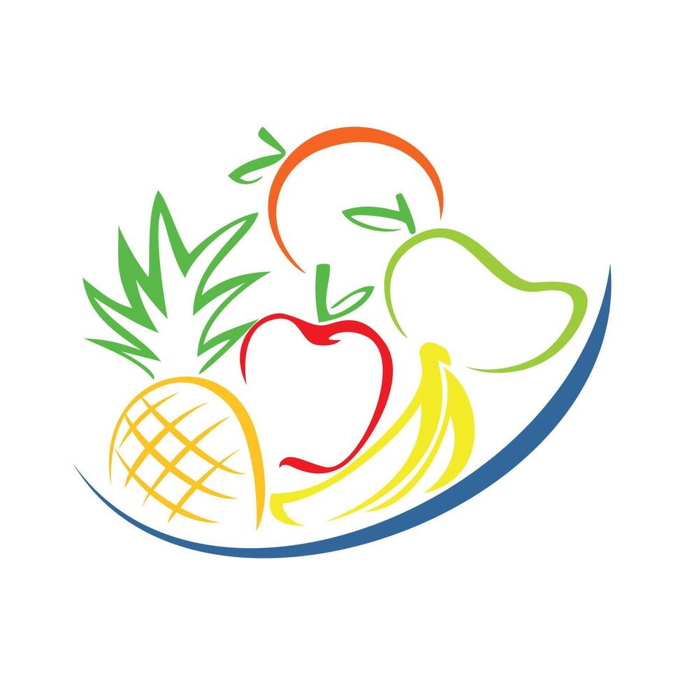 impostato di frutta logo design. Salute cibo cartello e simbolo. vettore
