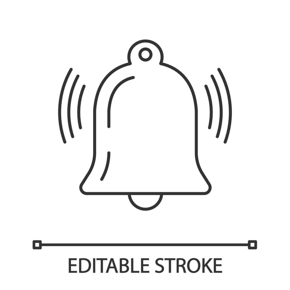 icona lineare di notifica attiva. illustrazione di linea sottile. campana che suona. allarme promemoria. simbolo di contorno. disegno vettoriale isolato profilo. tratto modificabile