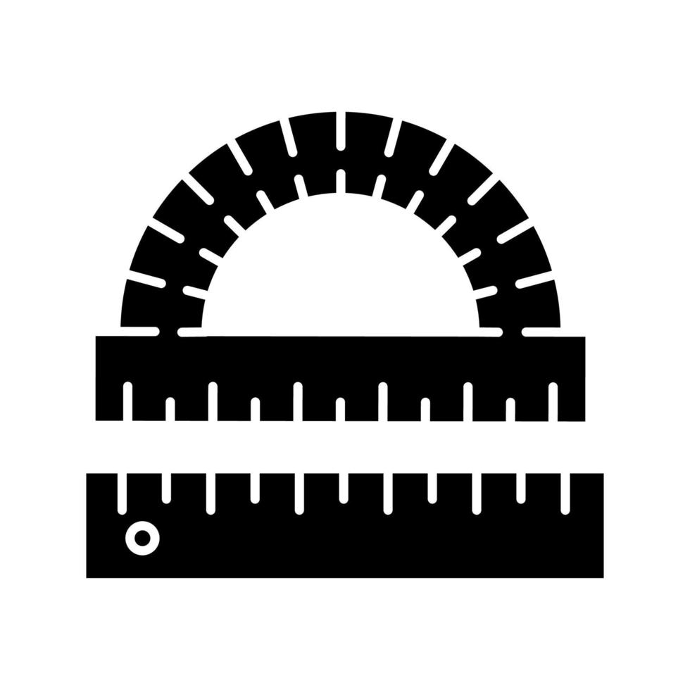 icona del glifo con goniometro e righello. geometria. simbolo di sagoma. spazio negativo. illustrazione vettoriale isolato