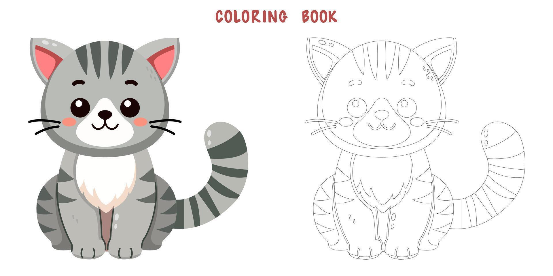 colorazione libro di grigio a strisce gatto vettore