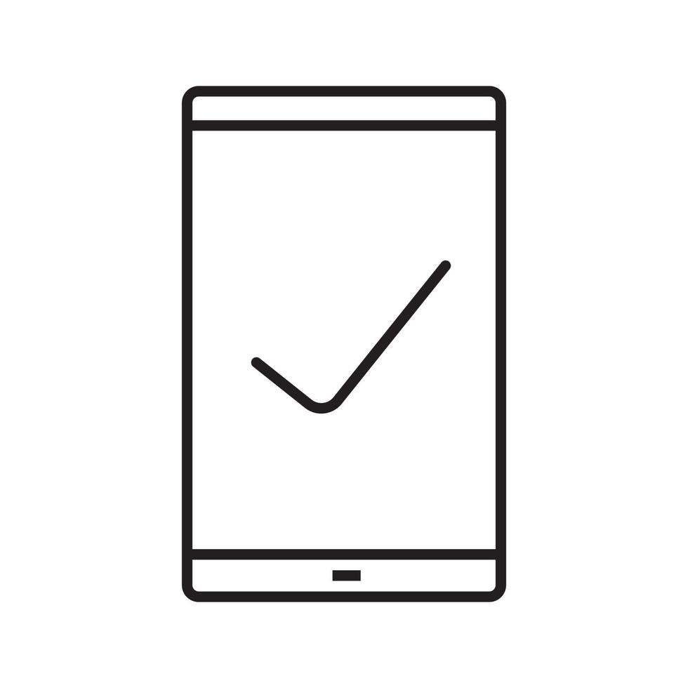 icona lineare dello smartphone. illustrazione di linea sottile. smartphone con simbolo di contorno del segno di spunta. disegno vettoriale isolato contorno
