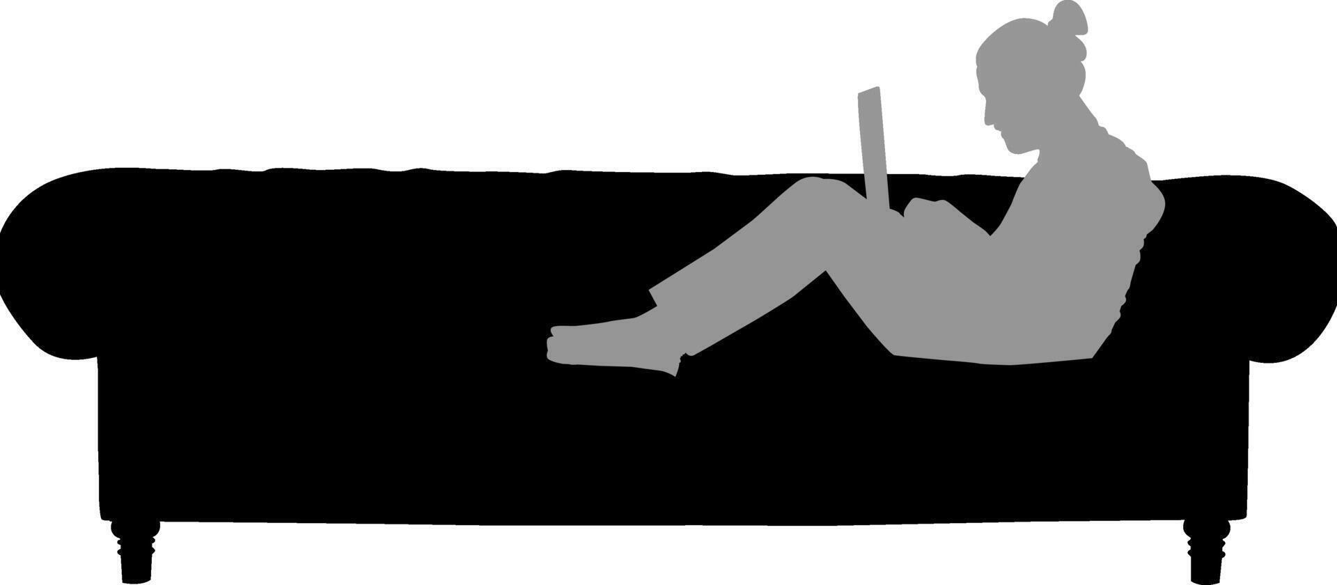 silhouette uomo seduta su divano vettore