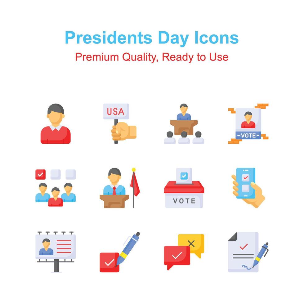 visivamente attraente icone impostato di presidenti giorno, pronto per uso nel il tuo siti web e mobile applicazioni vettore