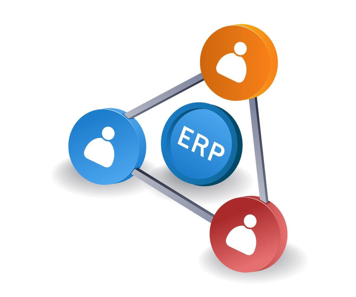 erp attività commerciale Rete Infografica 3d illustrazione piatto isometrico vettore