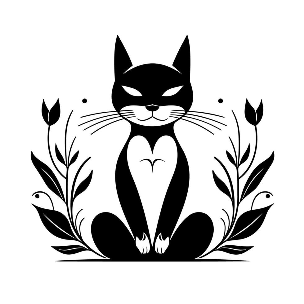 gatto Meditare loto posizione yoga club ritiro laboratorio logo concetto nero e bianca minimalista illustrazione per donne ragazze meditazione pratica tagliare file vettore