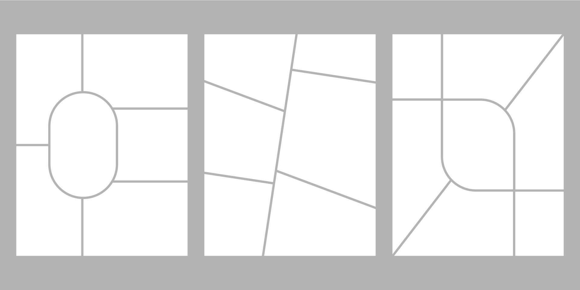 minimalista geometrico foto telaio disposizione per foto album, nozze foto. 8,5 per 11 nel proporzione vettore