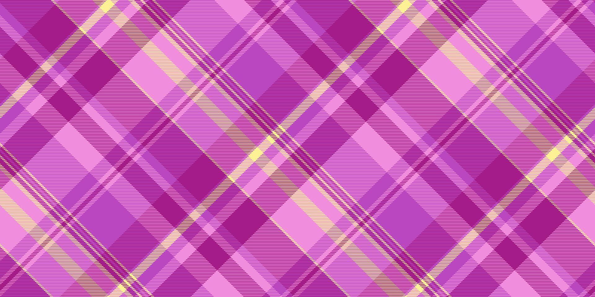 figura sfondo struttura , caldo plaid modello senza soluzione di continuità. taglialegna tartan tessuto dai un'occhiata tessile nel rosa e viola colori. vettore