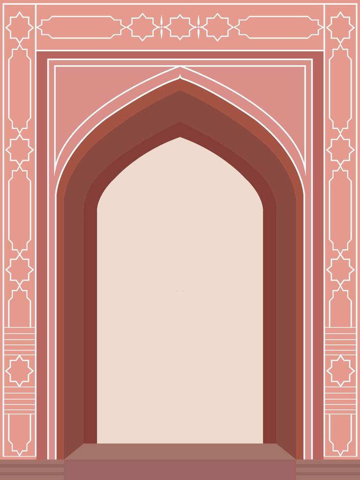 Mughal ispirato moschea porta illustrazione con intricato motivi vettore