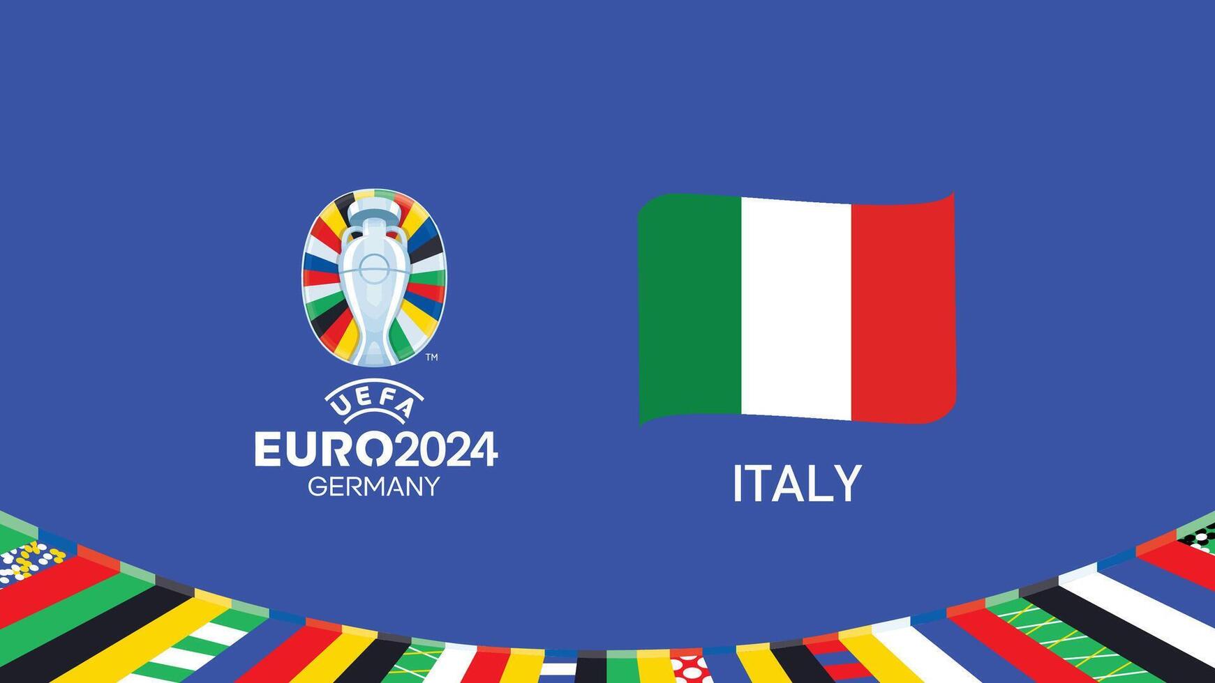 Euro 2024 Italia emblema nastro squadre design con ufficiale simbolo logo astratto paesi europeo calcio illustrazione vettore