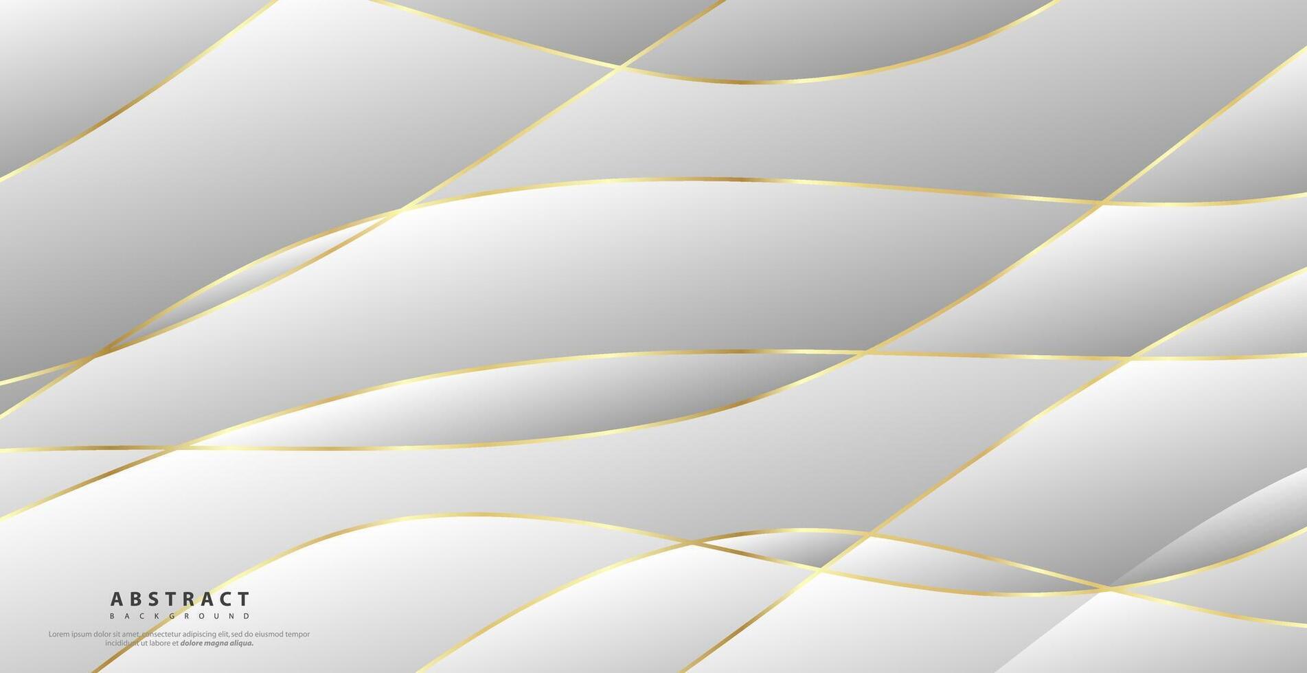 astratto sfondo con oro onde. lusso carta tagliare sfondo, d'oro modello, mezzitoni gradienti, copertina modello, geometrico forme, moderno minimo striscione. 3d illustrazione. vettore
