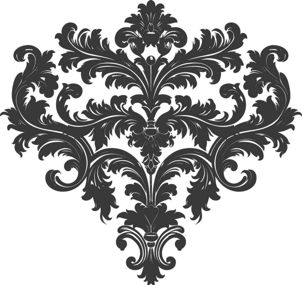 silhouette focolare forma barocco ornamento con filigrana floreale elemento nero colore solo vettore