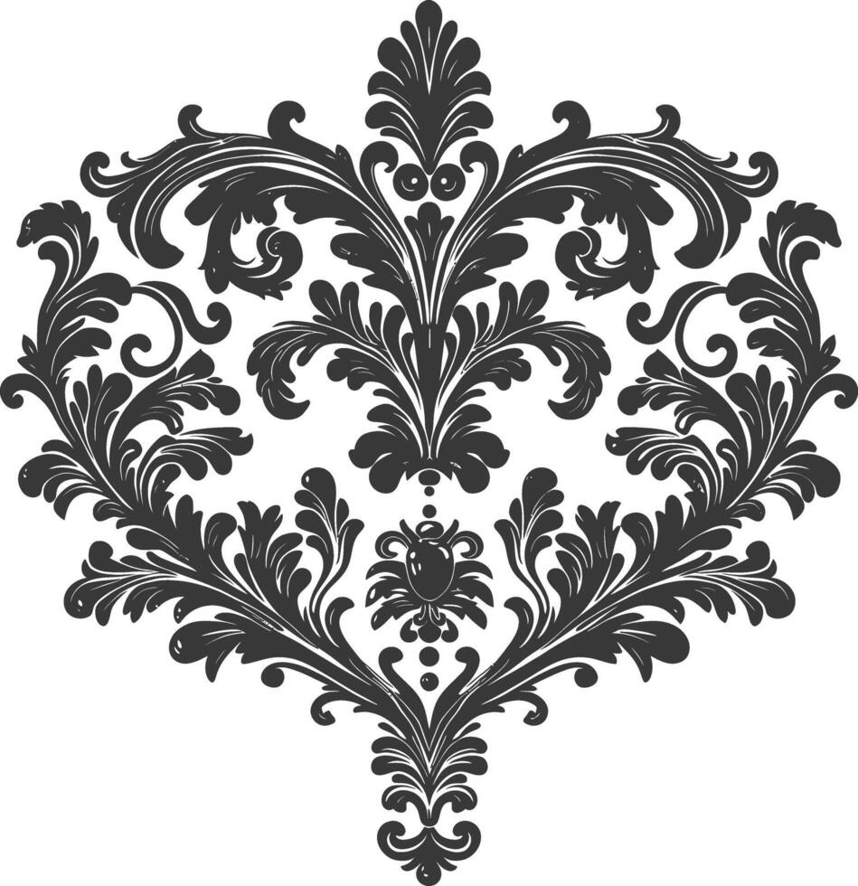 silhouette focolare forma barocco ornamento con filigrana floreale elemento nero colore solo vettore