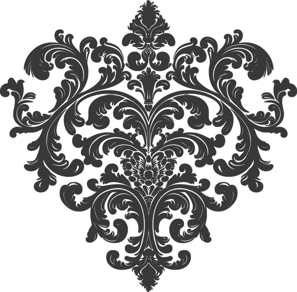 silhouette focolare forma barocco ornamento con filigrana floreale elemento nero colore solo vettore