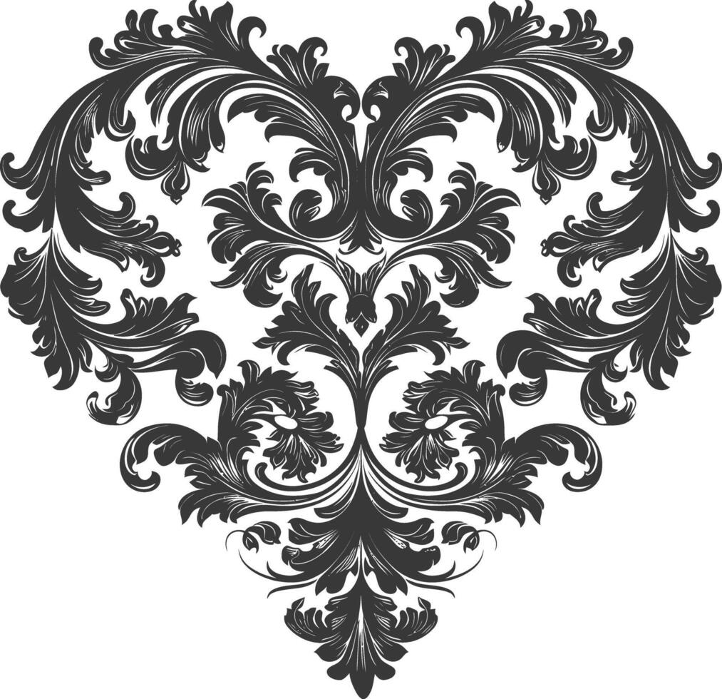 silhouette focolare forma barocco ornamento con filigrana floreale elemento nero colore solo vettore