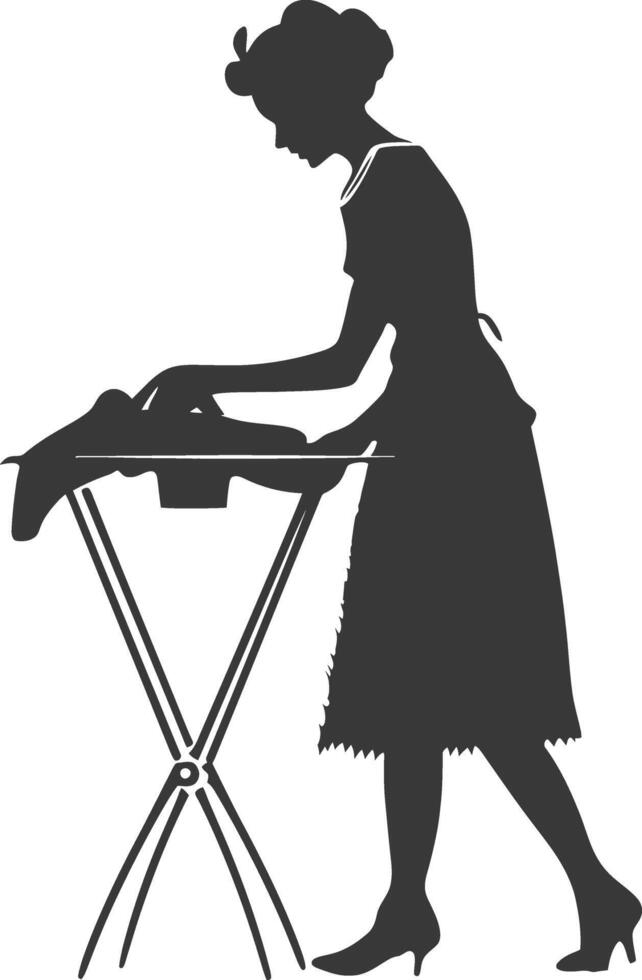 silhouette casalinga Stirare Abiti pieno corpo nero colore solo vettore