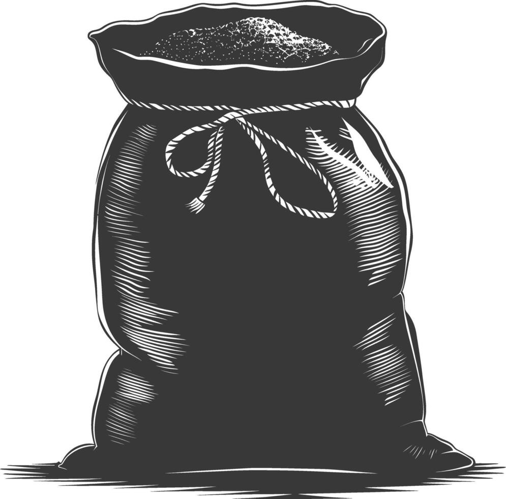 silhouette sacco di crudo caffè nero colore solo vettore