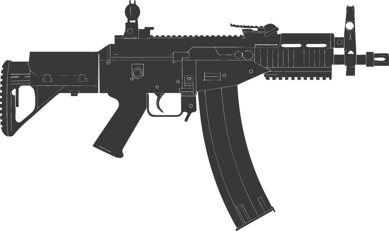 silhouette mitragliatore pistola militare arma nero colore solo vettore