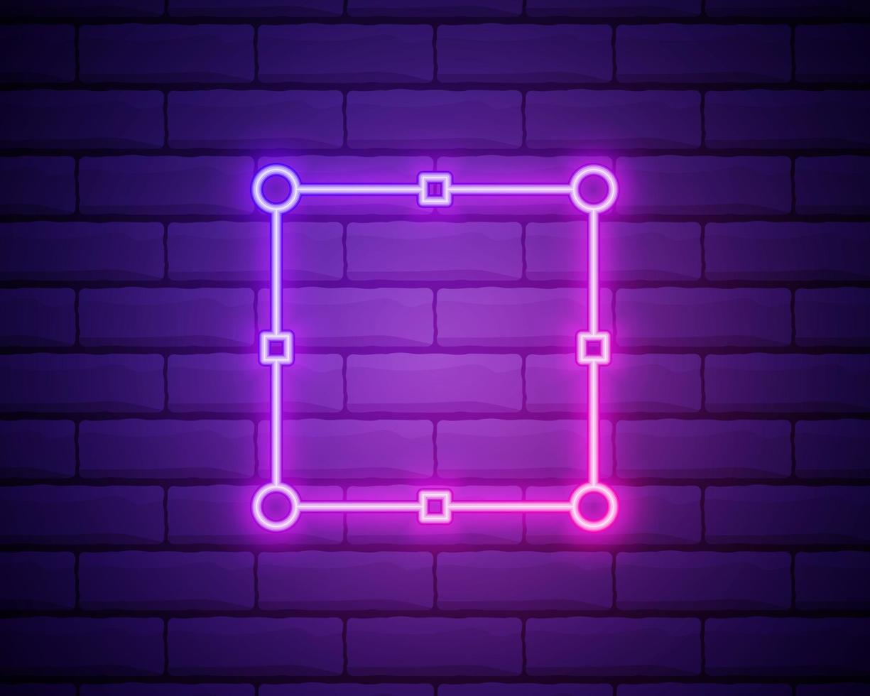 icona di contorno al neon dello strumento di trasformazione. segno di stile lineare incandescente per il concetto mobile e il web design. icona di vettore di linea semplice. simbolo, illustrazione del logo. pixel grafica vettoriale perfetta isolata su un muro di mattoni