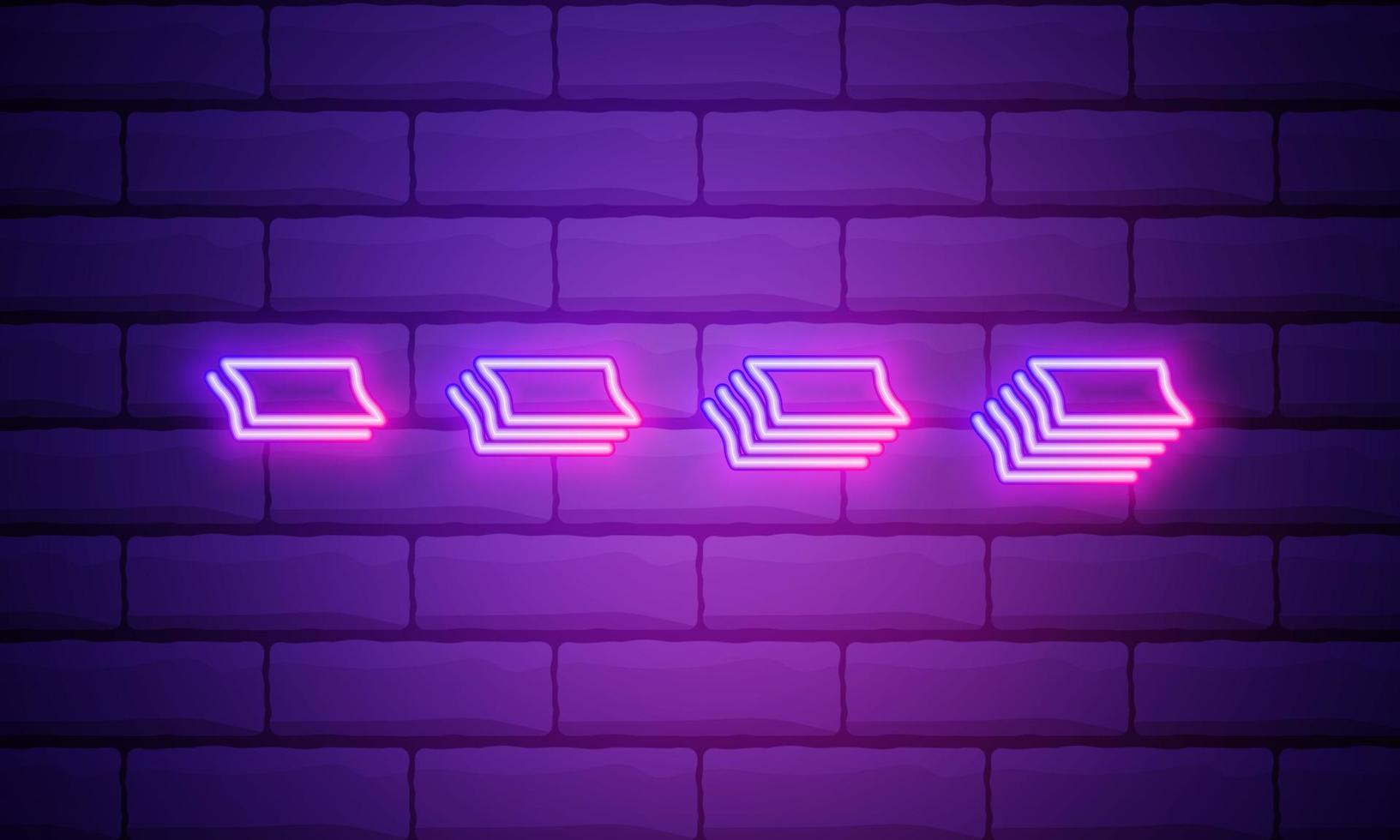 icona di strati di linea al neon incandescente isolato su priorità bassa del muro di mattoni. concetto di contorno colorato. vettore