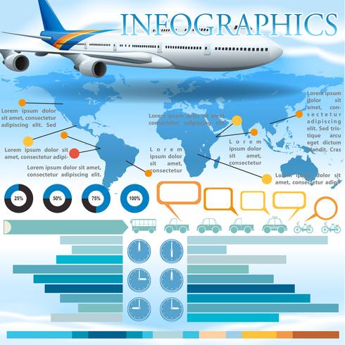 Un infografica con un aeroplano vettore