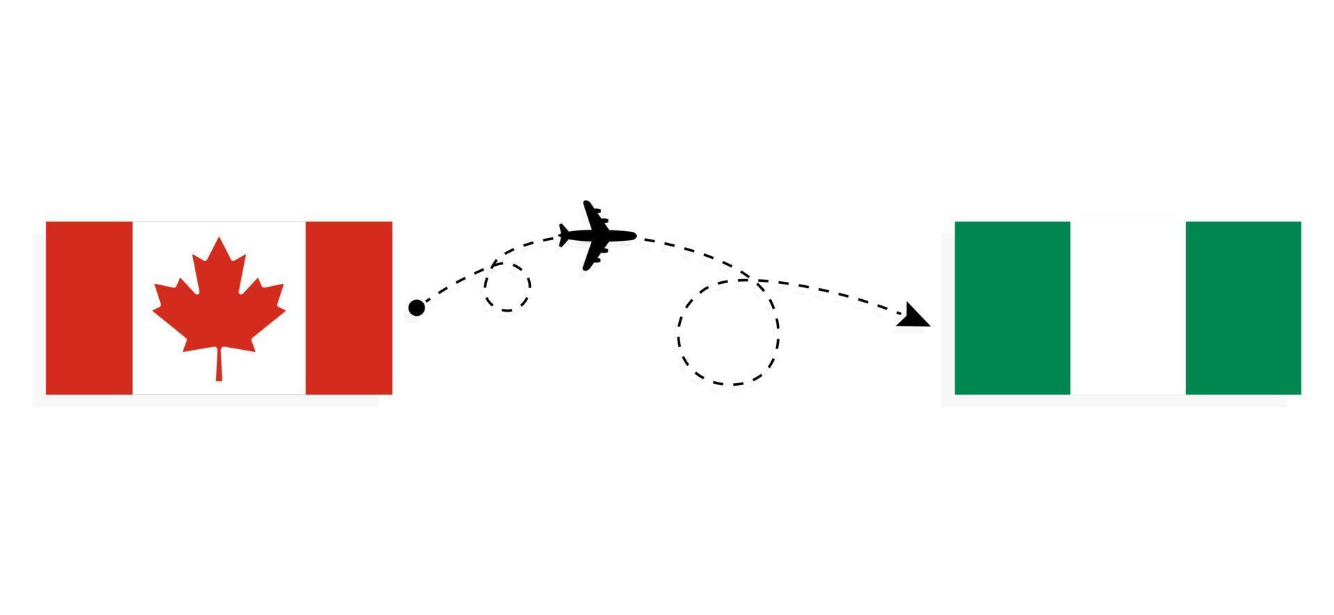 volo e viaggio dal Canada alla Nigeria con il concetto di viaggio in aereo passeggeri vettore