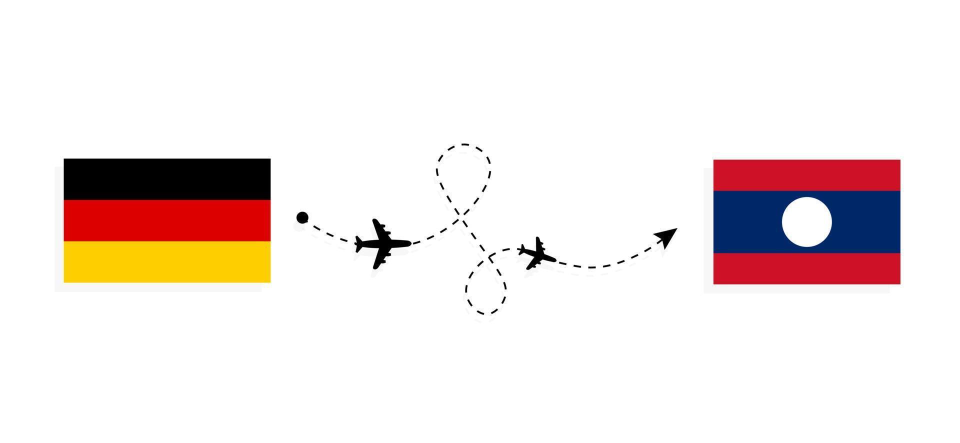 volo e viaggio dalla germania al laos con il concetto di viaggio in aereo passeggeri vettore