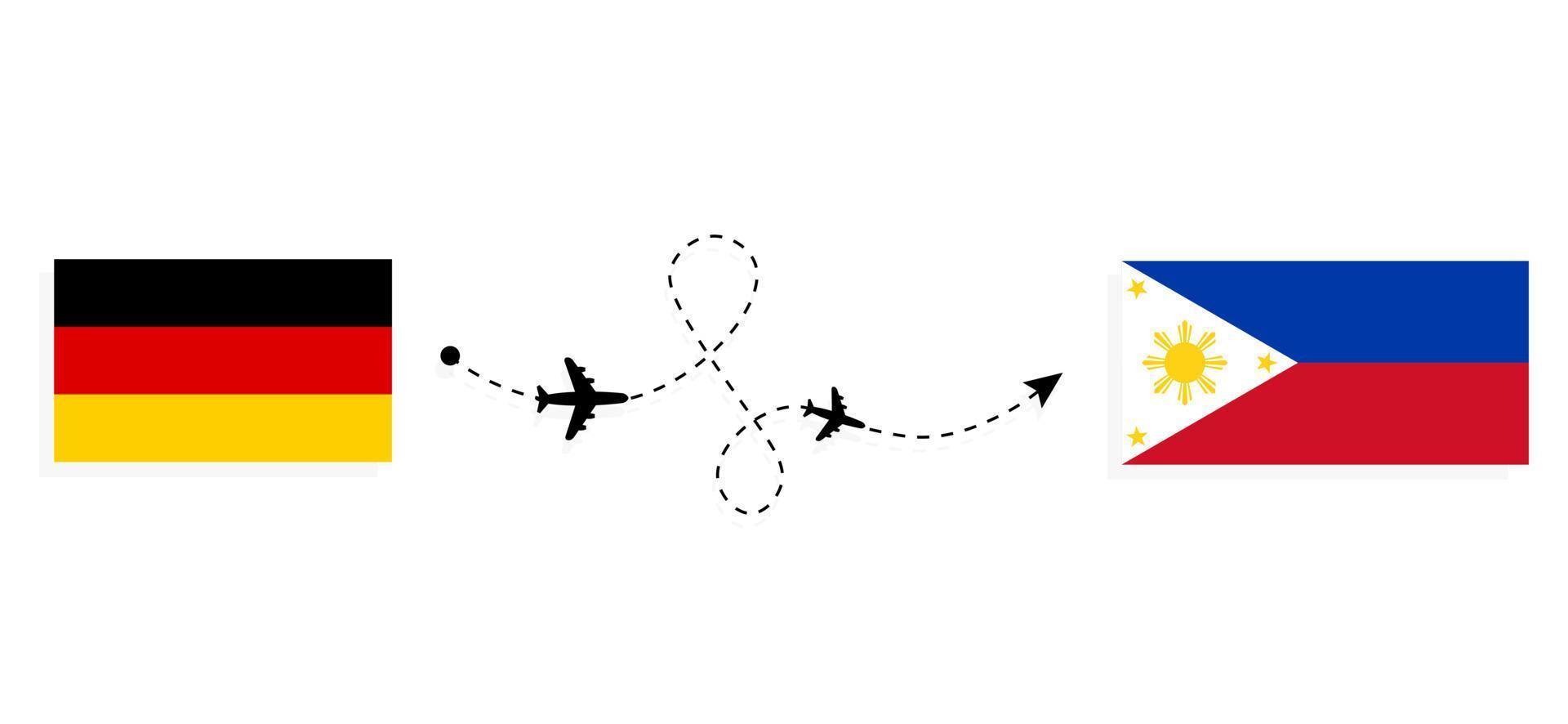 volo e viaggio dalla germania alle filippine con il concetto di viaggio in aereo passeggeri vettore