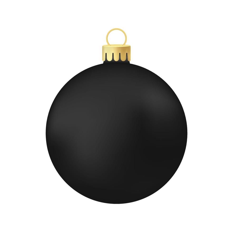 albero di natale nero giocattolo o palla illustrazione volumetrica e realistica a colori vettore