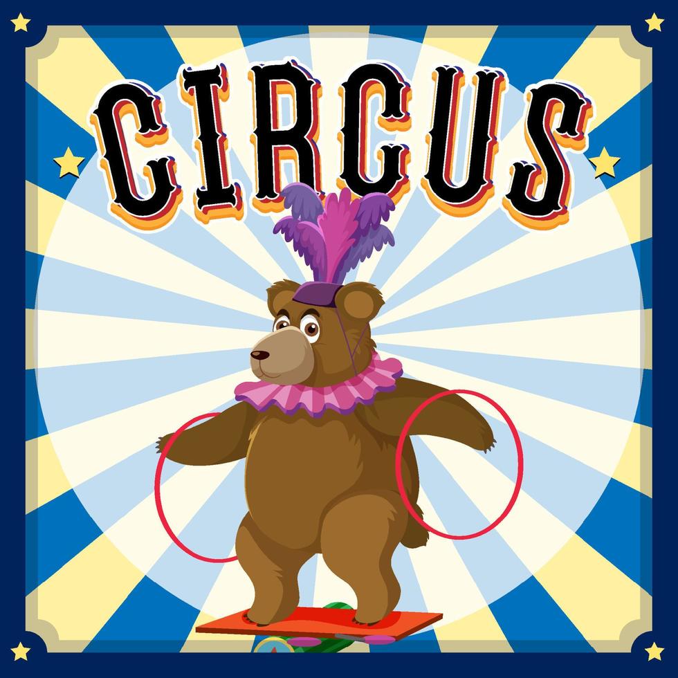 design di striscioni da circo con anelli da gioco per esibizioni di orsi vettore