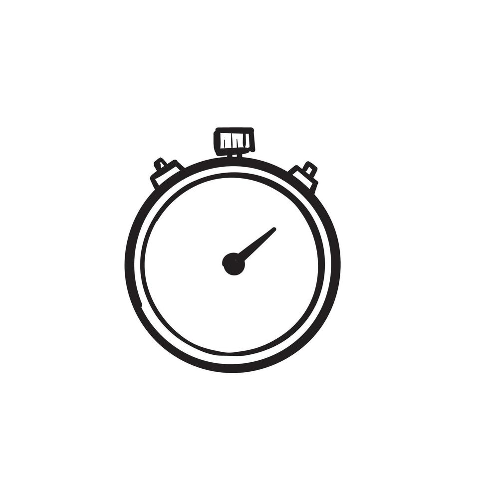 disegnato a mano cronometro timer icona vettore design piatto doodle style