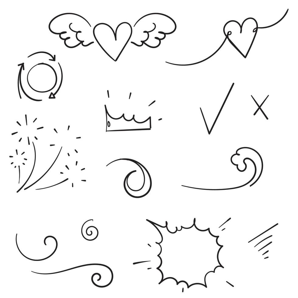 vettore disegnato a mano collezione di elementi di design doodle