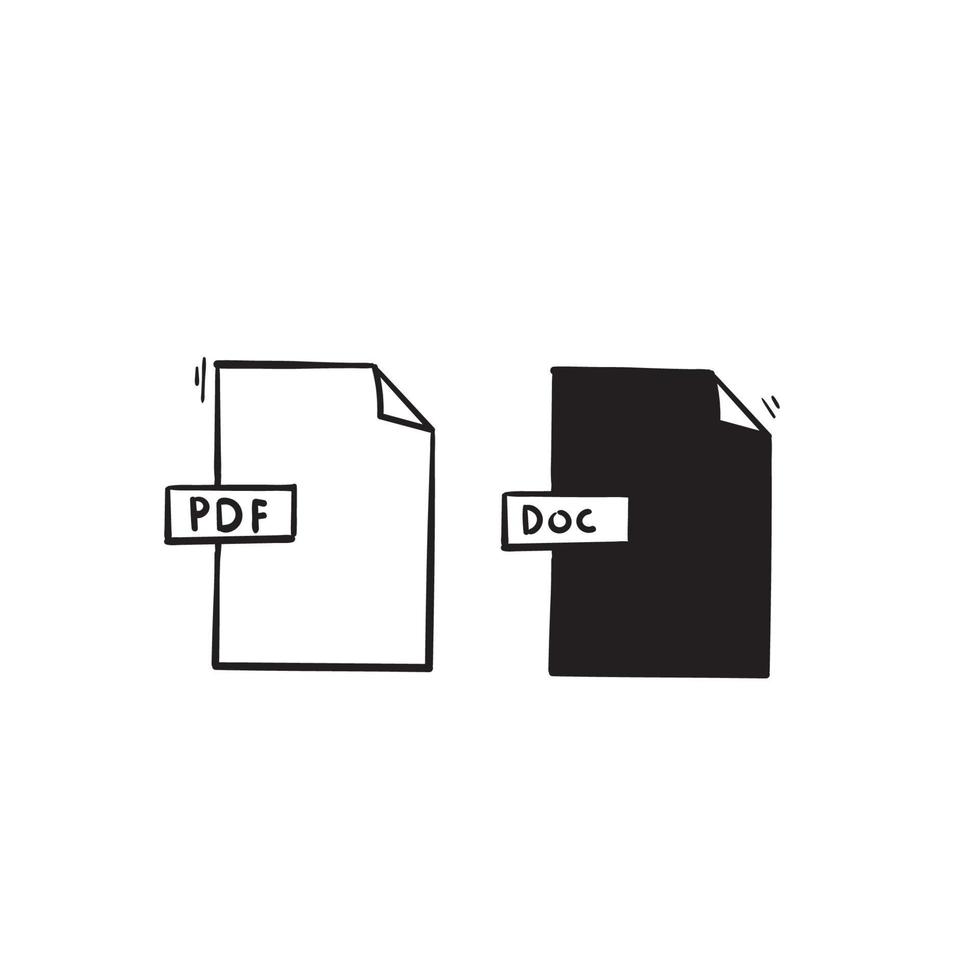 fondo isolato dell'icona di vettore del documento pdf disegnato a mano