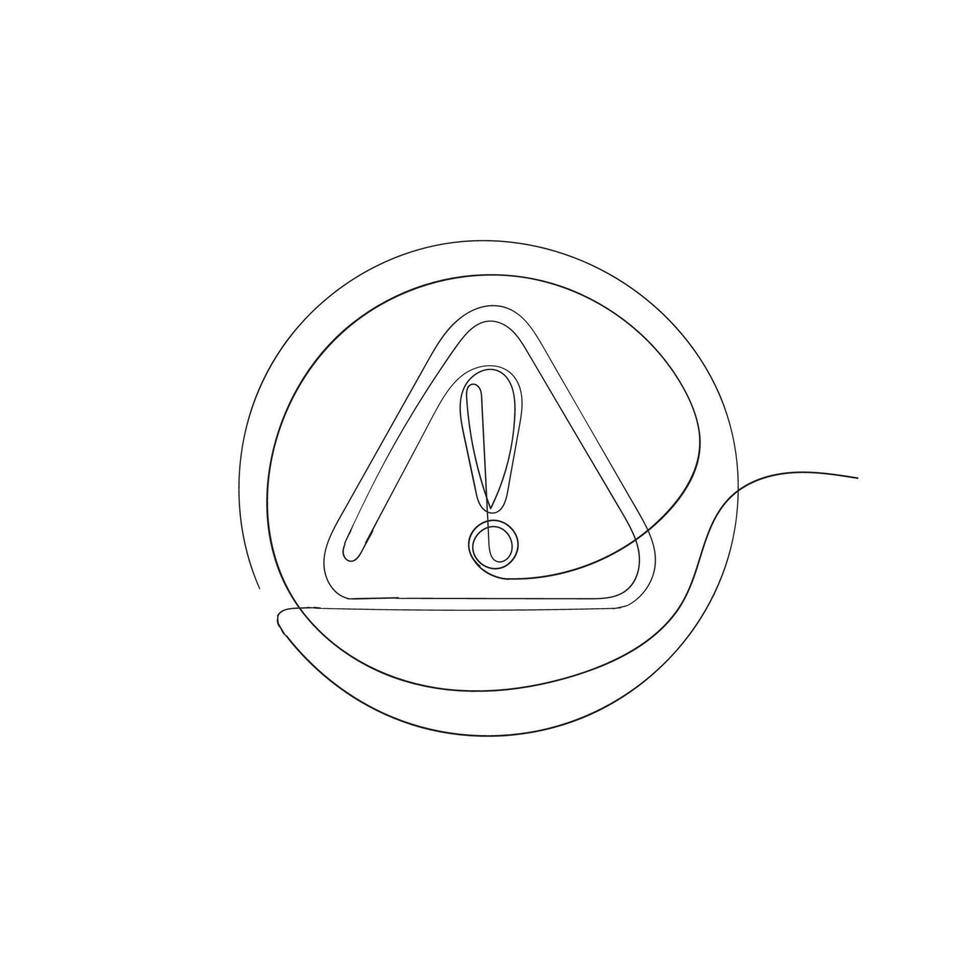 illustrazione dell'icona del segno del punto esclamativo del disegno a tratteggio continuo isolata vettore