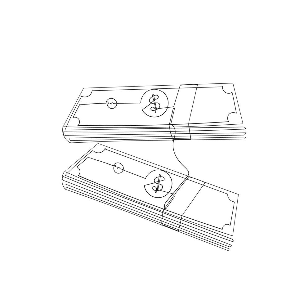 vettore dell'illustrazione dei soldi del disegno a tratteggio continuo