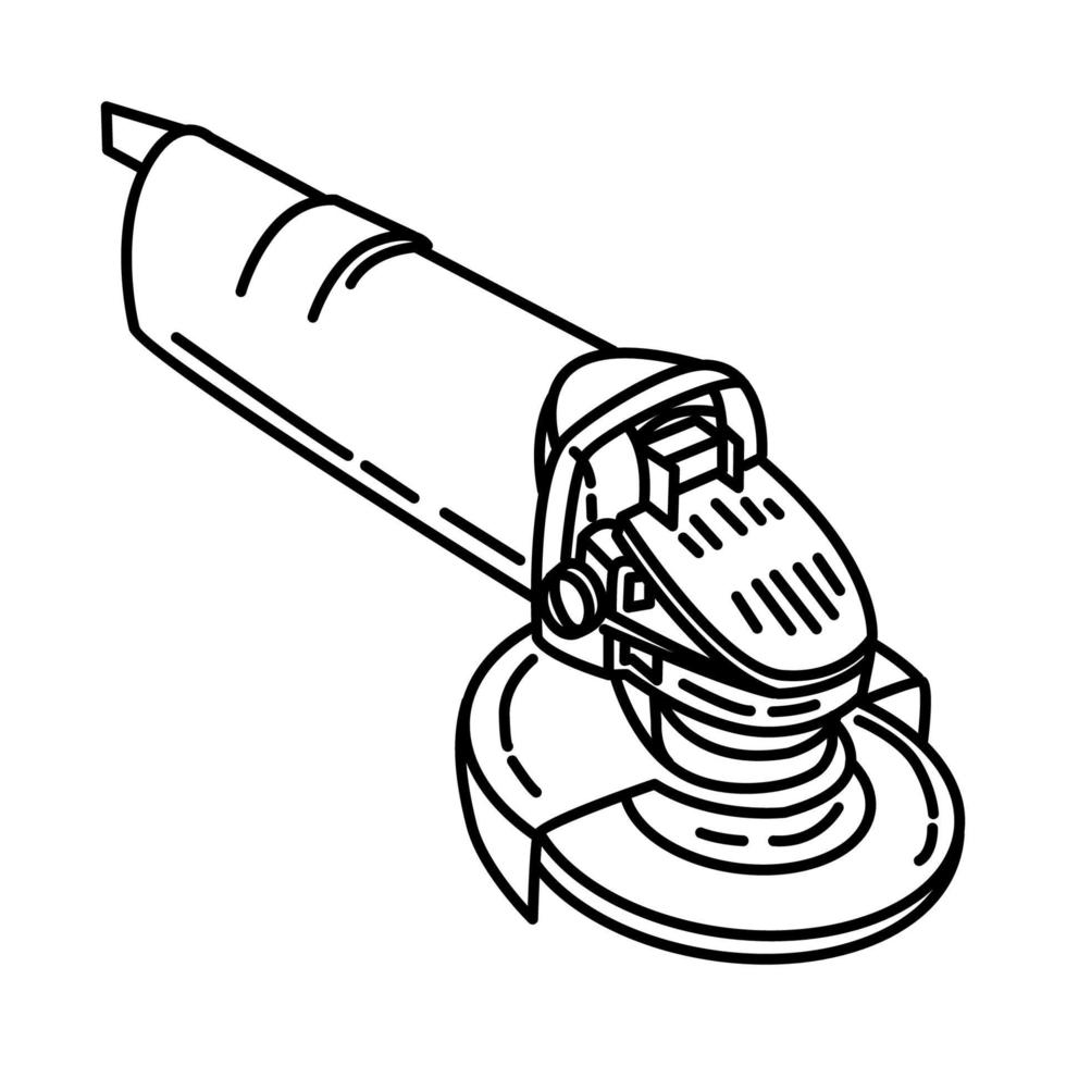 icona della smerigliatrice angolare. scarabocchiare lo stile dell'icona disegnato a mano o contorno vettore