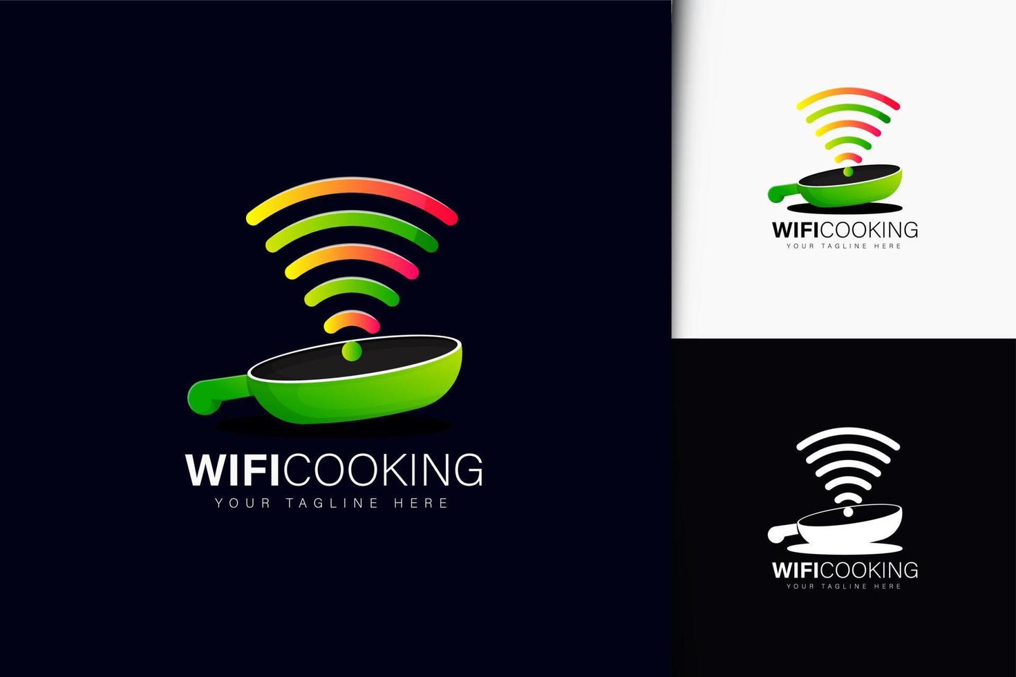 design del logo di cucina wifi con gradiente vettore