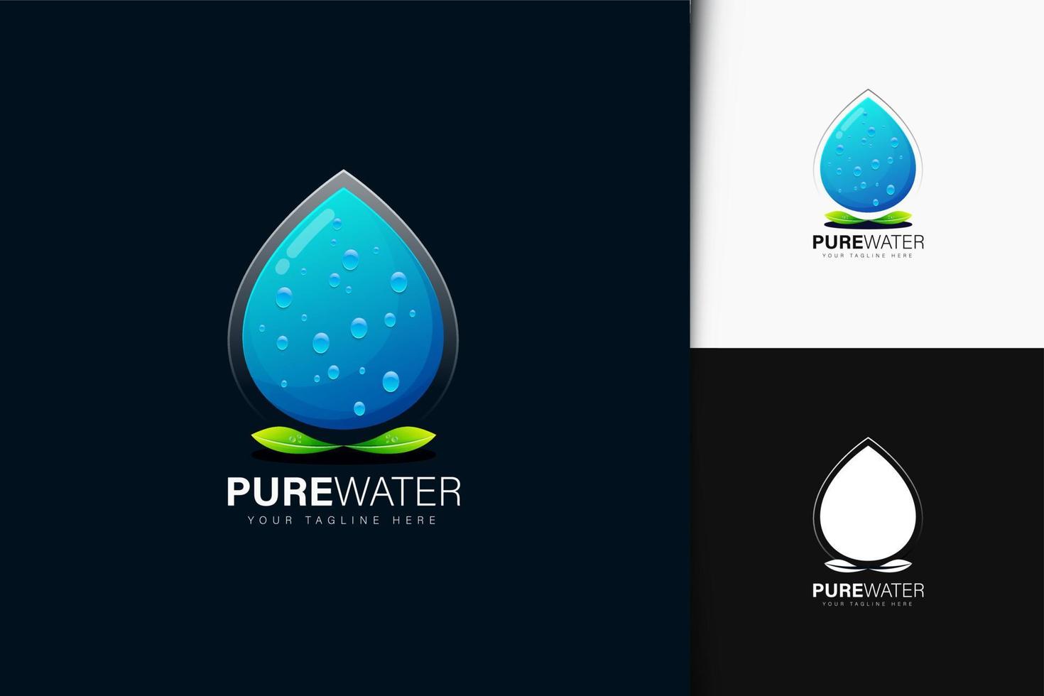 design del logo dell'acqua pura con gradiente vettore