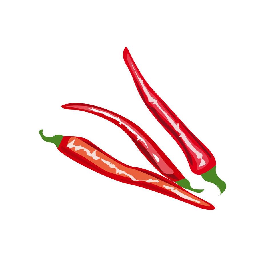 peperoncino rosso piccante su sfondo bianco vettore