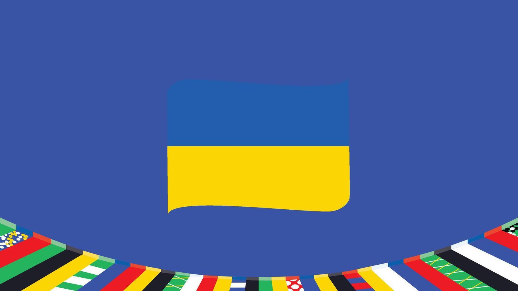 Ucraina emblema nastro europeo nazioni 2024 squadre paesi europeo Germania calcio simbolo logo design illustrazione vettore