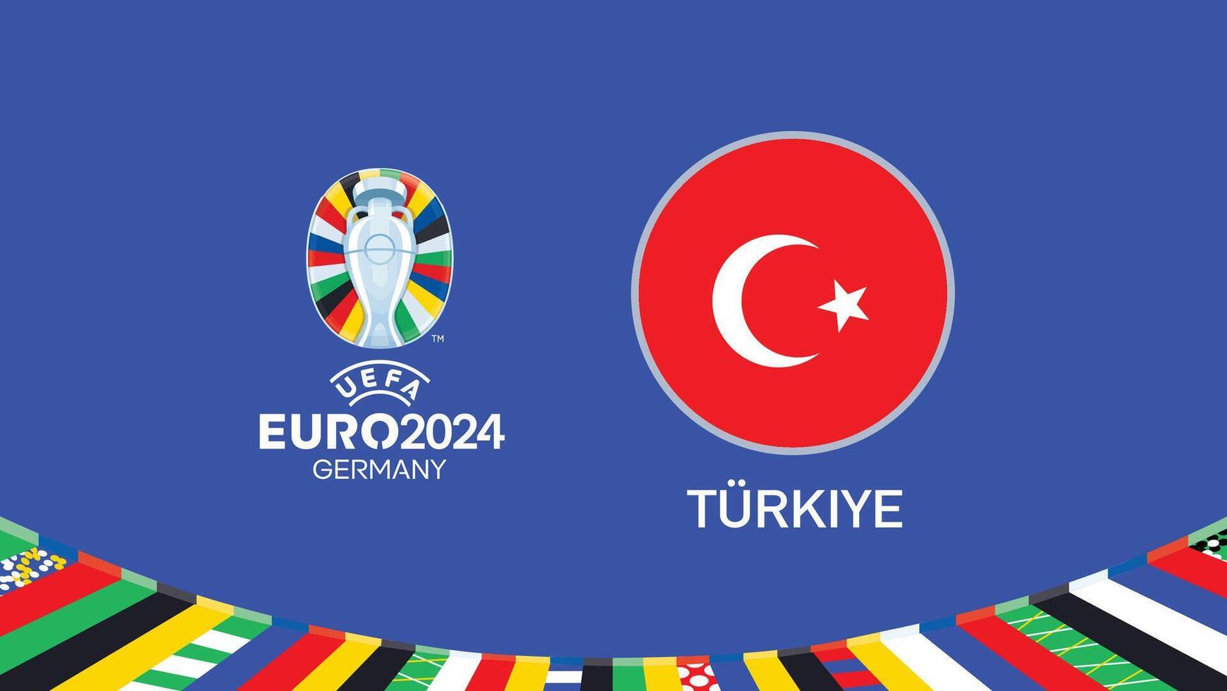 Euro 2024 Germania turkiye bandiera emblema squadre design con ufficiale simbolo logo astratto paesi europeo calcio illustrazione vettore