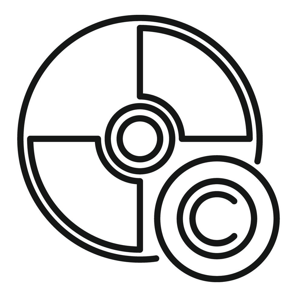 compatto disco diritto d'autore icona schema . elettronico protezione vettore