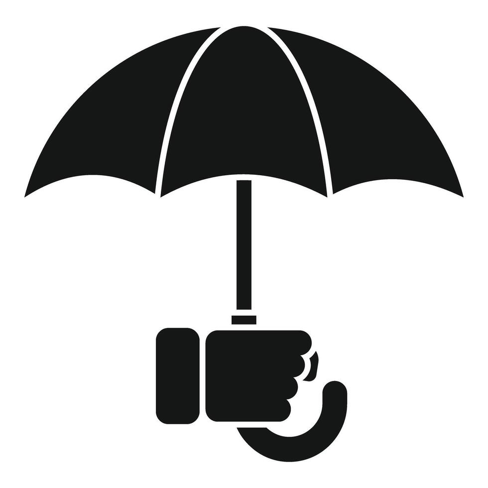 mano dare ombrello protezione icona semplice . supporto parasole vettore