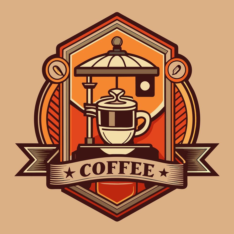 logo Vintage ▾ caffè negozio piatto illustrazione emblema design per il tuo logo Comunità vettore