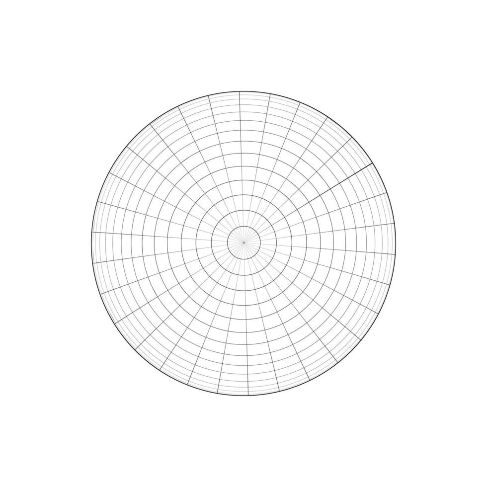 sfera wireframe icona. superiore Visualizza. globo modello, sferico forma, griglia palla isolato su bianca sfondo. terra globo figura con parallelo e meridiano Linee sopra Visualizza. vettore
