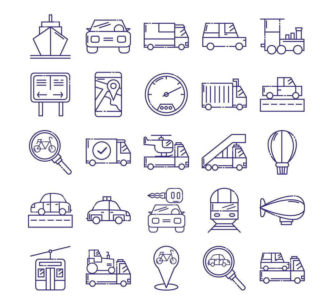 set di icone di veicoli isolati disegno vettoriale