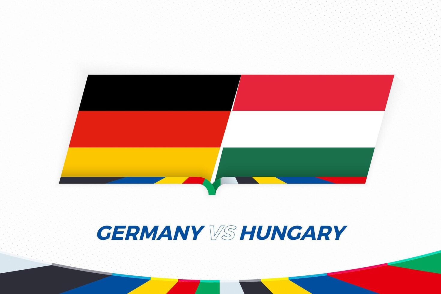 Germania vs Ungheria nel calcio concorrenza, gruppo un. contro icona su calcio sfondo. vettore