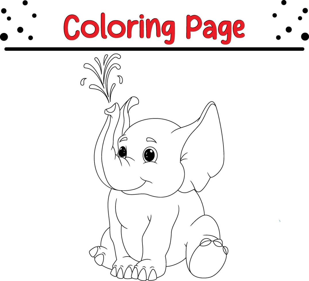 bambino elefante giocando acqua colorazione pagina per bambini. nero e bianca illustrazione per colorazione libro vettore