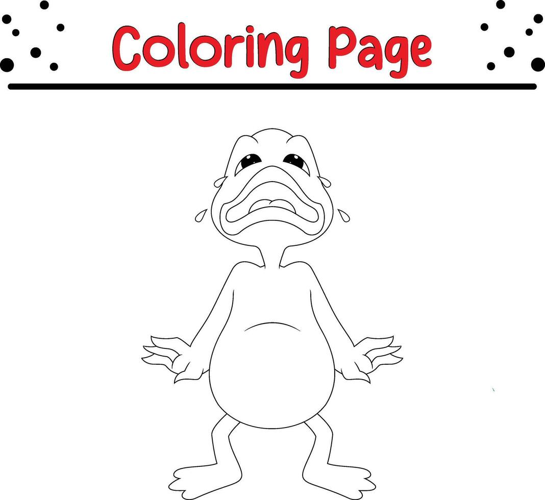 anatra pianto colorazione libro pagina per bambini vettore